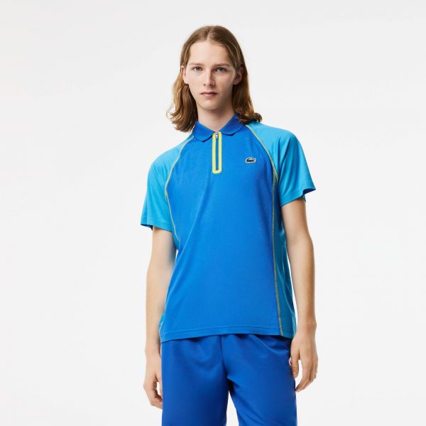 Camiseta Lacoste Ultra Dry Azul/Amarillo - Imagen 3