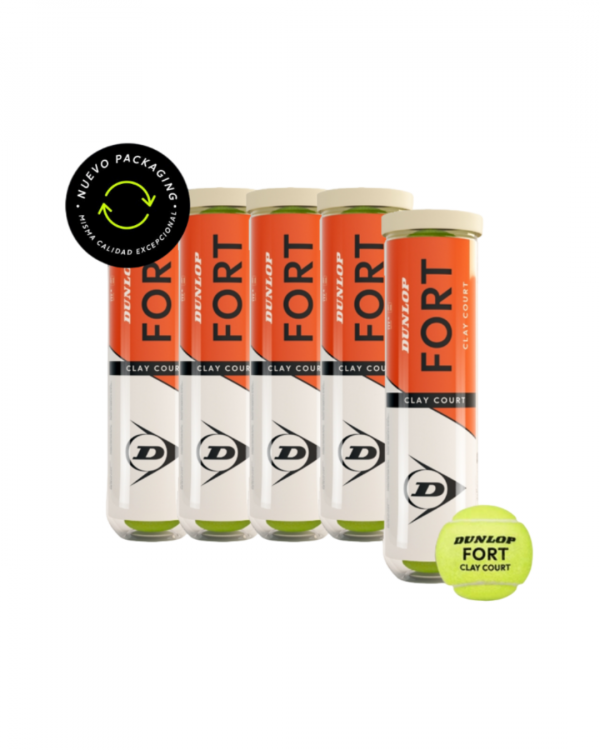 Pack 5 Tarro Plástico Pelota Dunlop Fort Clay Court X4
