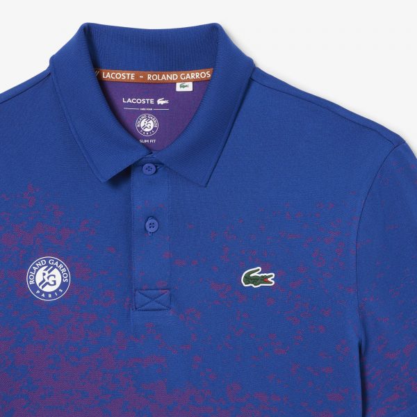 Polo Slim Fit Lacoste Edición Roland Garros Azul/Rosa - Imagen 5