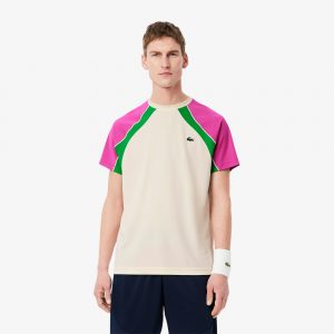 Polera Lacoste Multicolor Crema/Rosa/Verde